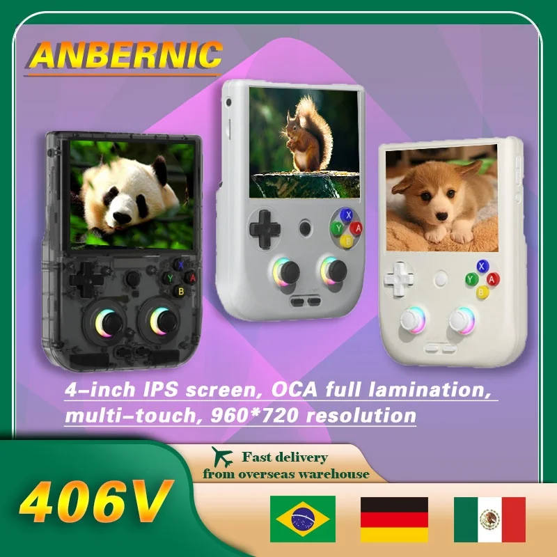 

Портативная игровая консоль ANBERNIC RG 406 В, 512 гpsp, Ps2game, Rg406v, ретро-видеоигры, 4 дюйма, Ips, мультисенсорный экран, Android13, RGB-подсветка