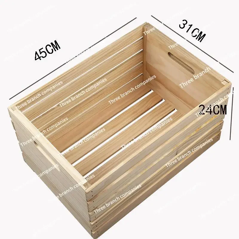 Wooden storage box Storage frame Supermarket display rack Rectangle decorative Wooden frame box Solid wood finishing basket