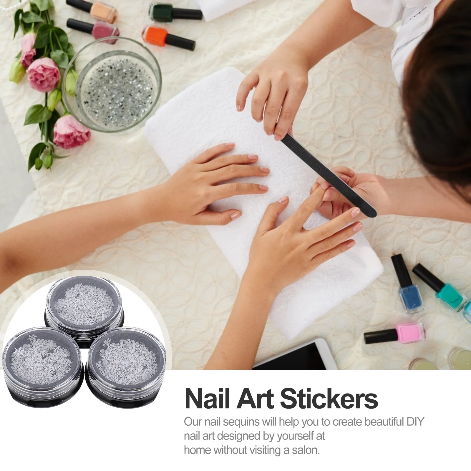 

3 Boxes Christmas Nail Art Stickers Snowflakes Manicure Sequins Unique Pattern Metal Decals DIY Nail Decor Cell Phone Case