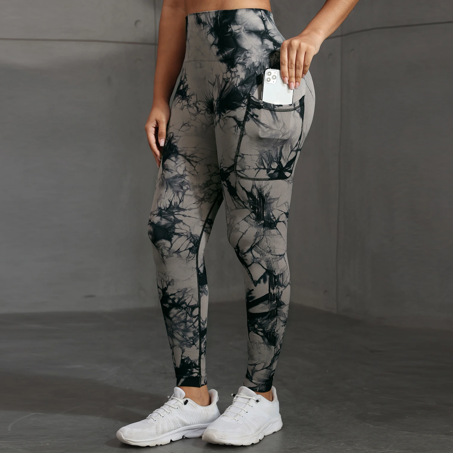 CHRLEISURE pantaloni da Yoga Tie Dye con tasche Push Up Leggings sportivi vita alta Butt Lifting Fitness collant tuta