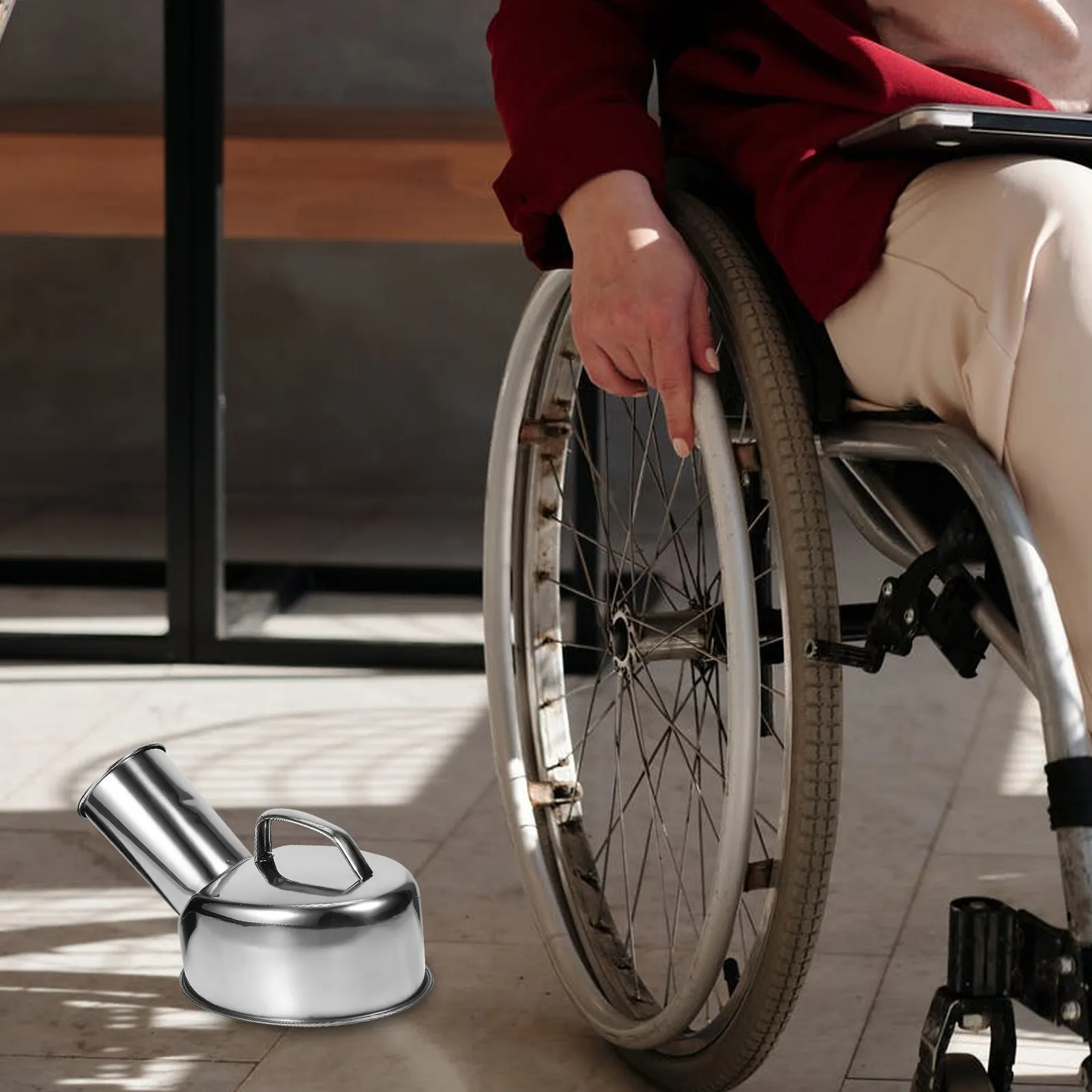 

1Pcs High Quality Stainless Steel Man Urinal Portable Male Urinal Potty Smooth Mouth Easy Handle Design for Patient Use