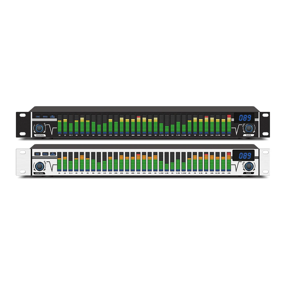 EQ-A31 Pro Audio 31-band Digital Stereo Graphic Equalizer Metal Backlit Display DJ Karaoke Mixer Microphone Stage Performance