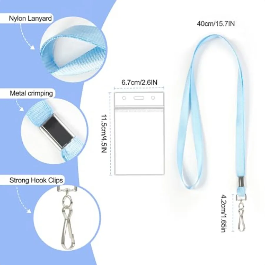 Lanières transparentes pour Badges d'identité, 30 pièces, pour cartes de bateau de croisière, porte-cartes étanche pour voile de carnaval Vertical Na