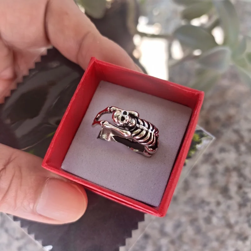 Unisex 925 Silver Skeleton Adjustable Ring