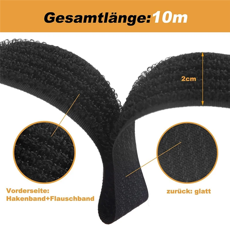 

2025+ Adjustable Cable Strap with 50 Buckles Free Cut Length Black Reusable Fastening Cable Tie Securing Strap(32Ftx0.8In)