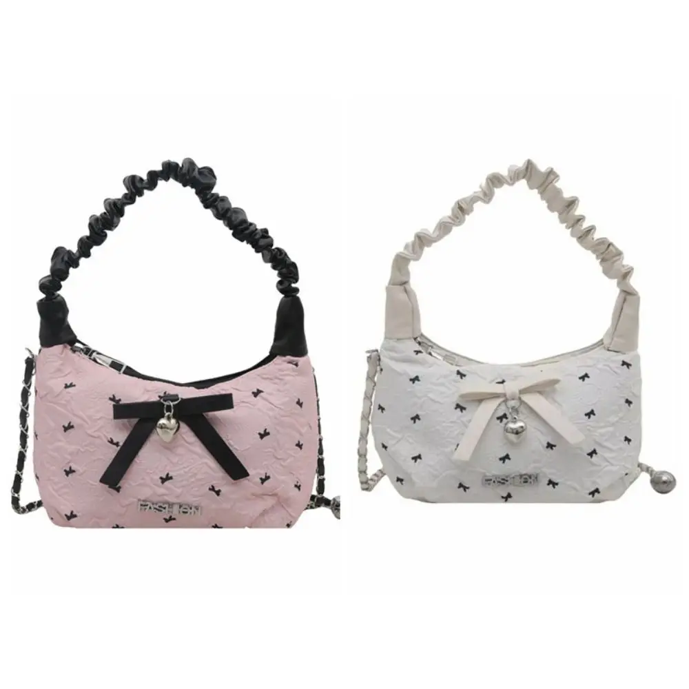 أزياء القماش القوس حقيبة كروسبودي الحب القلب Y2K حقيبة تحت الإبط سستة بو المتشرد حقيبة السيدات