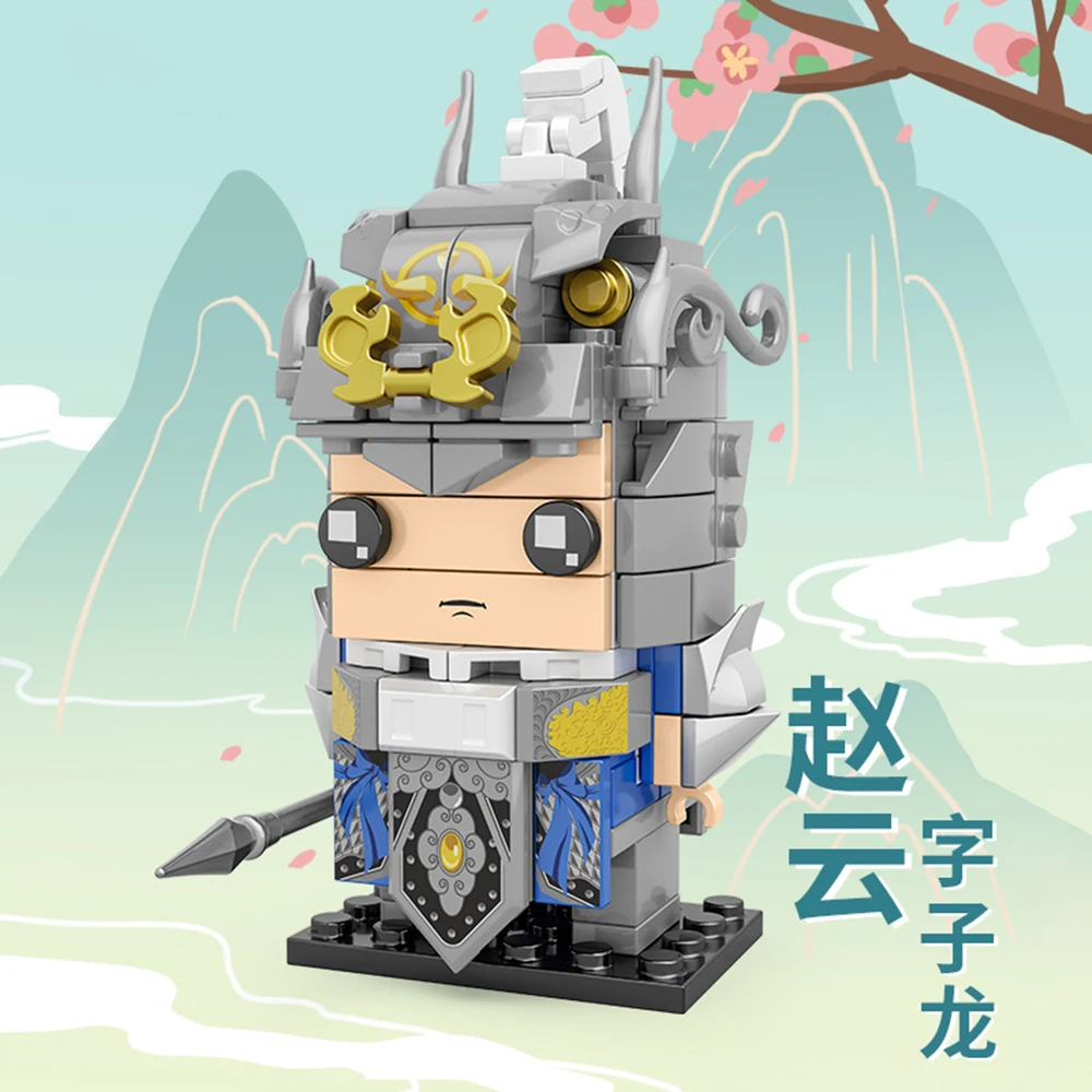 Blocos de construção estilo chinês, personagem famoso, romance dos três reinos, modelo de montagem, tijolos brinquedos, decoração desktop