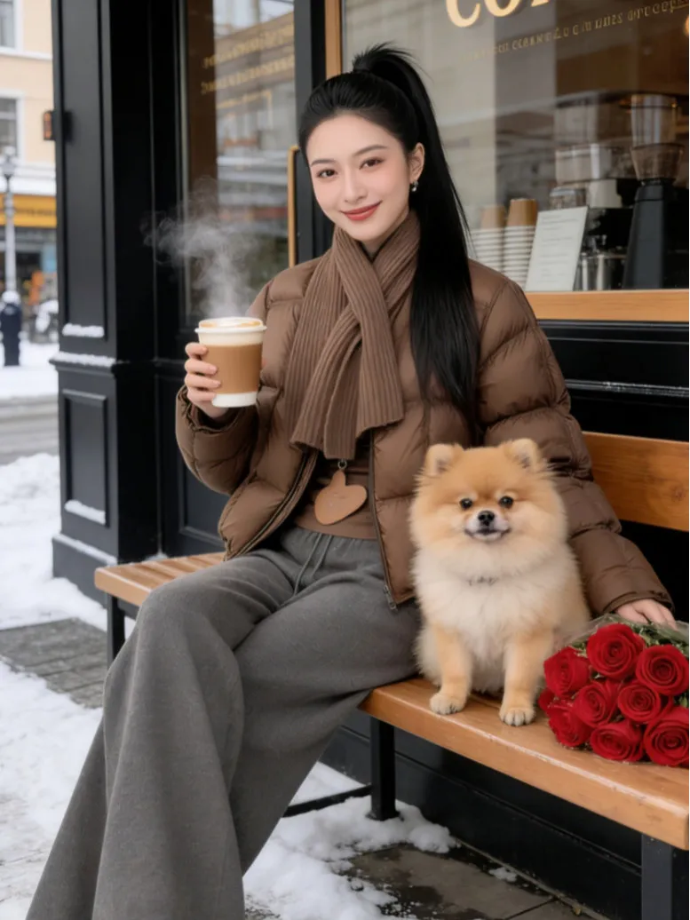 

Женское пальто Ele ort Bread Jaet с шарфом, кофейного цвета, из хлопка, в корейском стиле, свободного кроя, зимнее, новинка