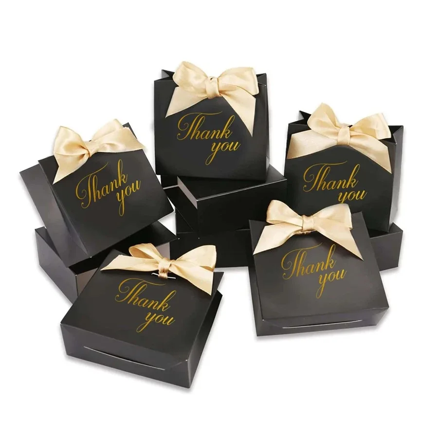 20/50pcs/lot Upscale Black White Kraft Papel Gift Box Wedding Favors Candy Bag Package Birthday Party Favor Boxes