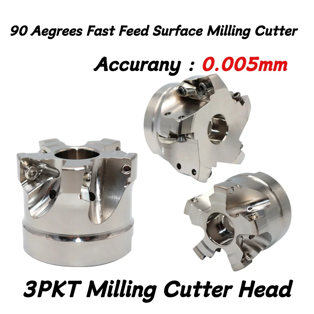 3PKT Milling Cutter Head 90 Aegrees Fast Feed Surface Milling Cutter 50 63 80mm for 3PKT1505 Inserts Milling Fast Feed Handle