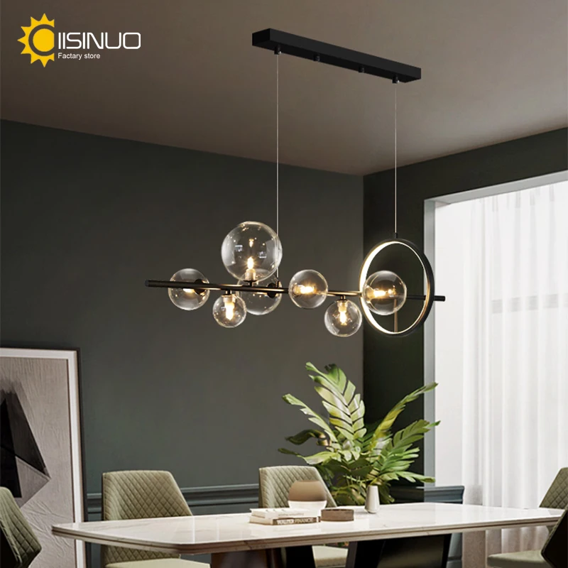 

Minimalist Glass Pendant Light Bubble Ceiling Chandelier with Adjustable Hanging Cable Lighting for Dinging room Living room Dec