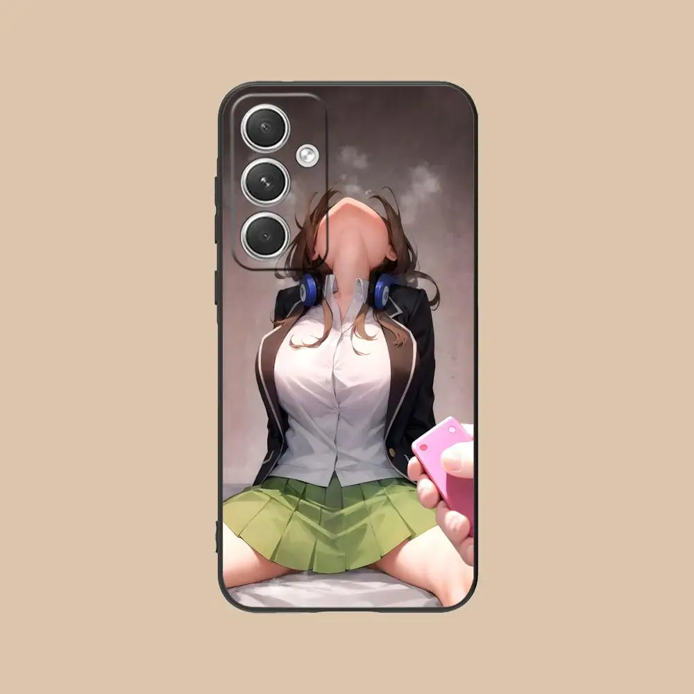 أنيمي هنتاي Waifu Senpai قضية الهاتف لسامسونج غالاكسي S25 S24 S23 S22 S21 S20 S10 S9 زائد FE الترا لايت الأسود الفاخرة غطاء