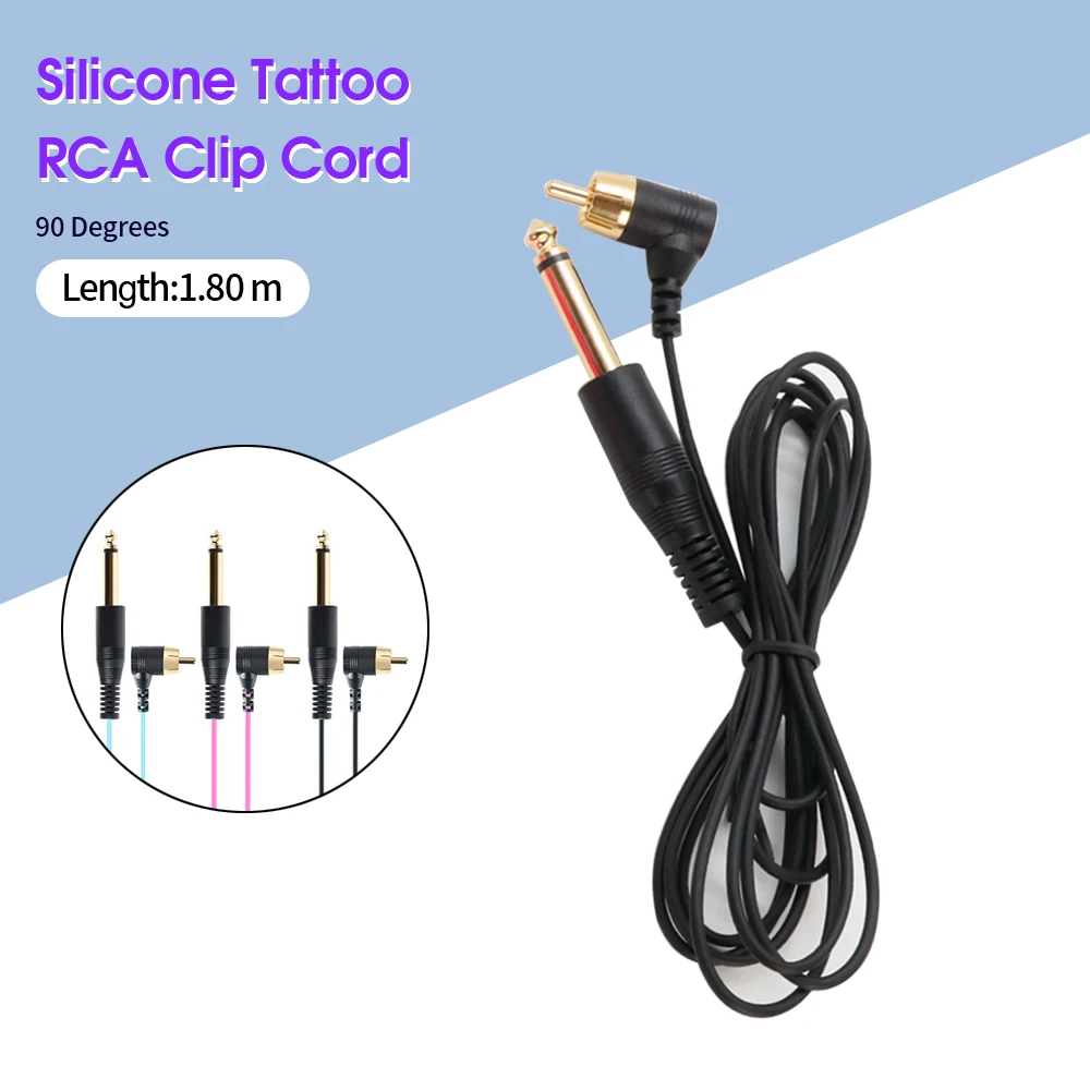 Tattoo Supplies Right Angle Silicone Soft Tattoo Clip Cord RCA Cable Line Connector For Rotary Tattoo Machine Power Supply