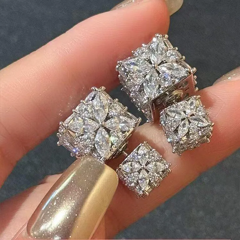 ZAKOL Luxuriöse Glänzende Zirkonia-Ohrringe für Damen, Quadratische CZ-Hängeohrringe, Brautschmuck für Hochzeiten und Partys