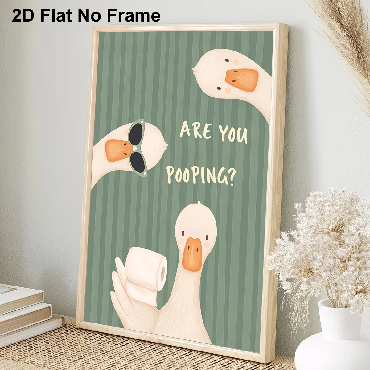 Modern Cute Funny Duck And Text Are You Pooping Wall Art Print Canvas Painting Poster Picture For Bathroom Home Decor view 4