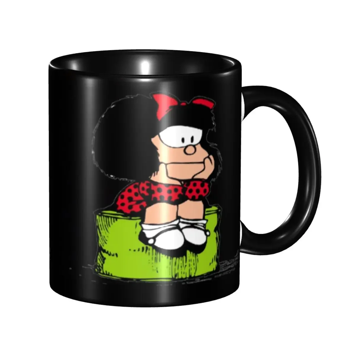Mafalda Thinking Coffee Mug DIY Personalized Quino Comic Cartoon Ceramic Mug Cup Creative Gift