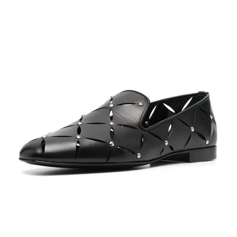 

Men's Cowhide Leather Hollow Out Loafers | Breathable Soft Sole Business Casual Shoes for Spring Summer | New Designer Fashion M