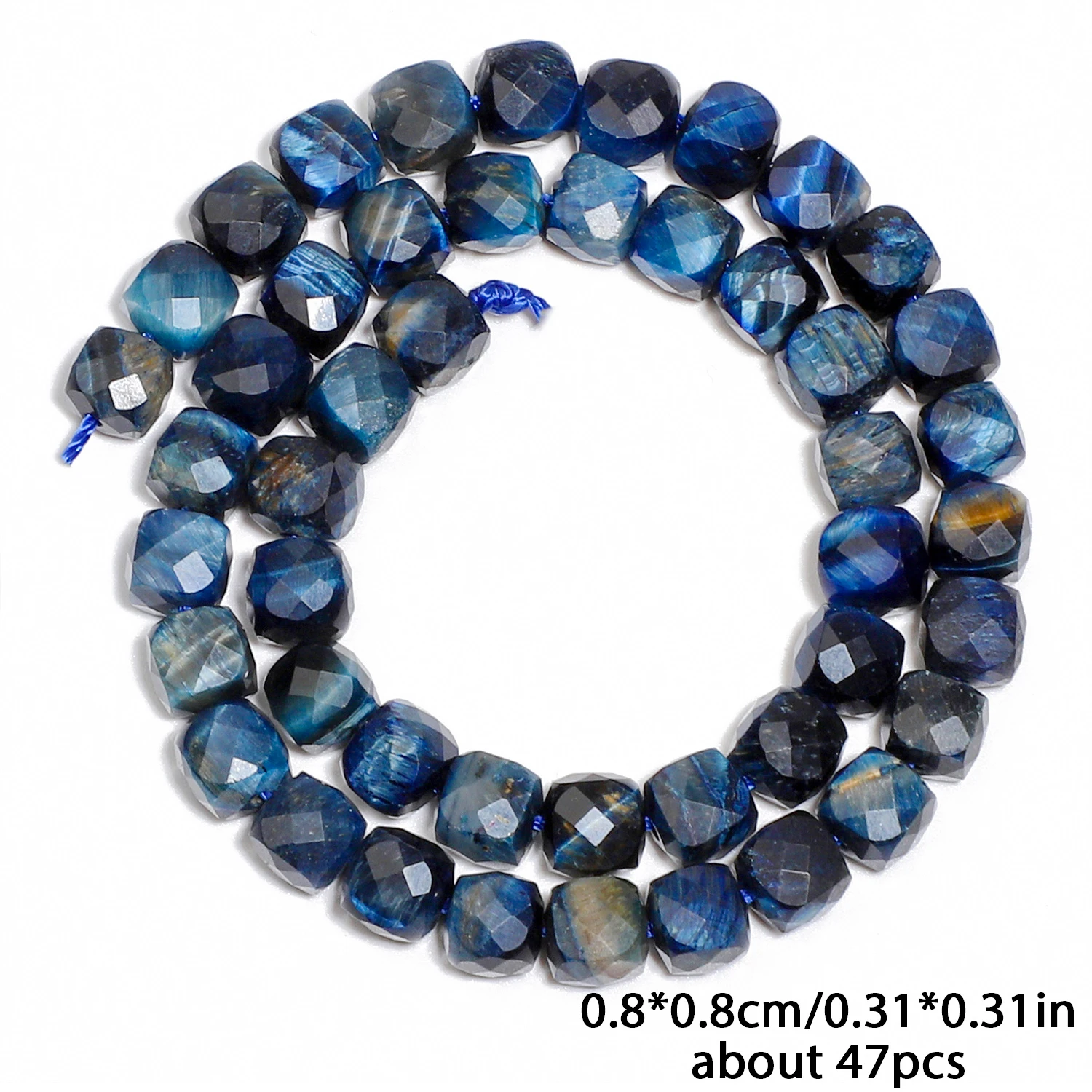 Perles en œil de tigre bleu, cube à facettes AAA, 8mm, perles d\'espacement carrées en pierre naturelle pour bijoux, accessoires de bracelets de