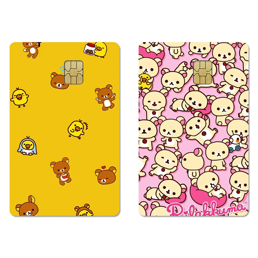 Cartoon Cute Rilakkuma Stickers 2PCS PVC Credit Card Skin Stickers Removable Self-adhesive Protective Film Waterproof Decoration view 3