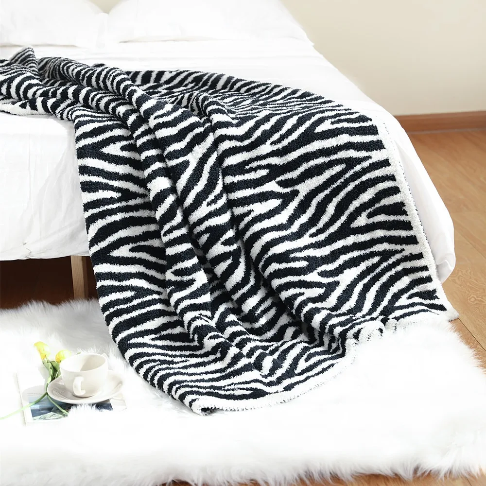 Sofa Throw Knitted Summer Air-Conditioning Blanket, Relaxation Houndstooth Plush Blanket
