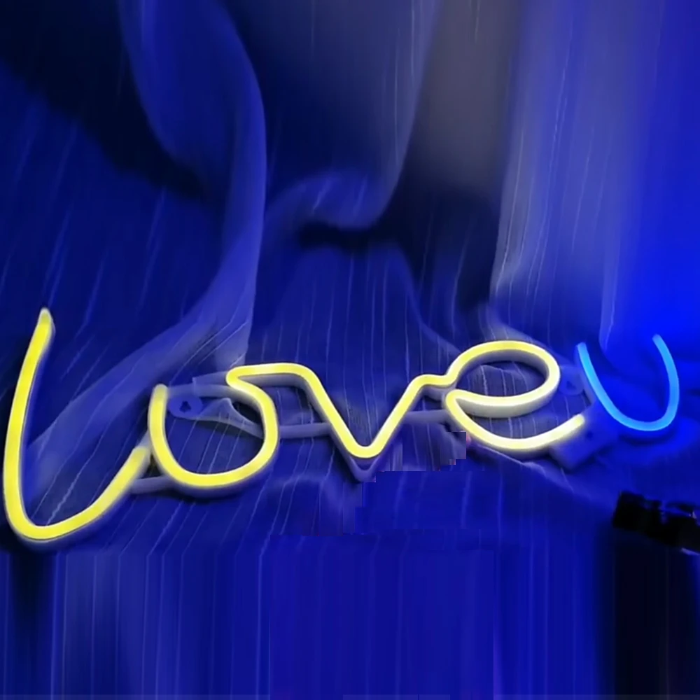 Wholesale Loveu Neon LED Wall Lights Store Greeting Signs Home Party Wedding Window Shop Decor Night Lamp Battery or USB Powered