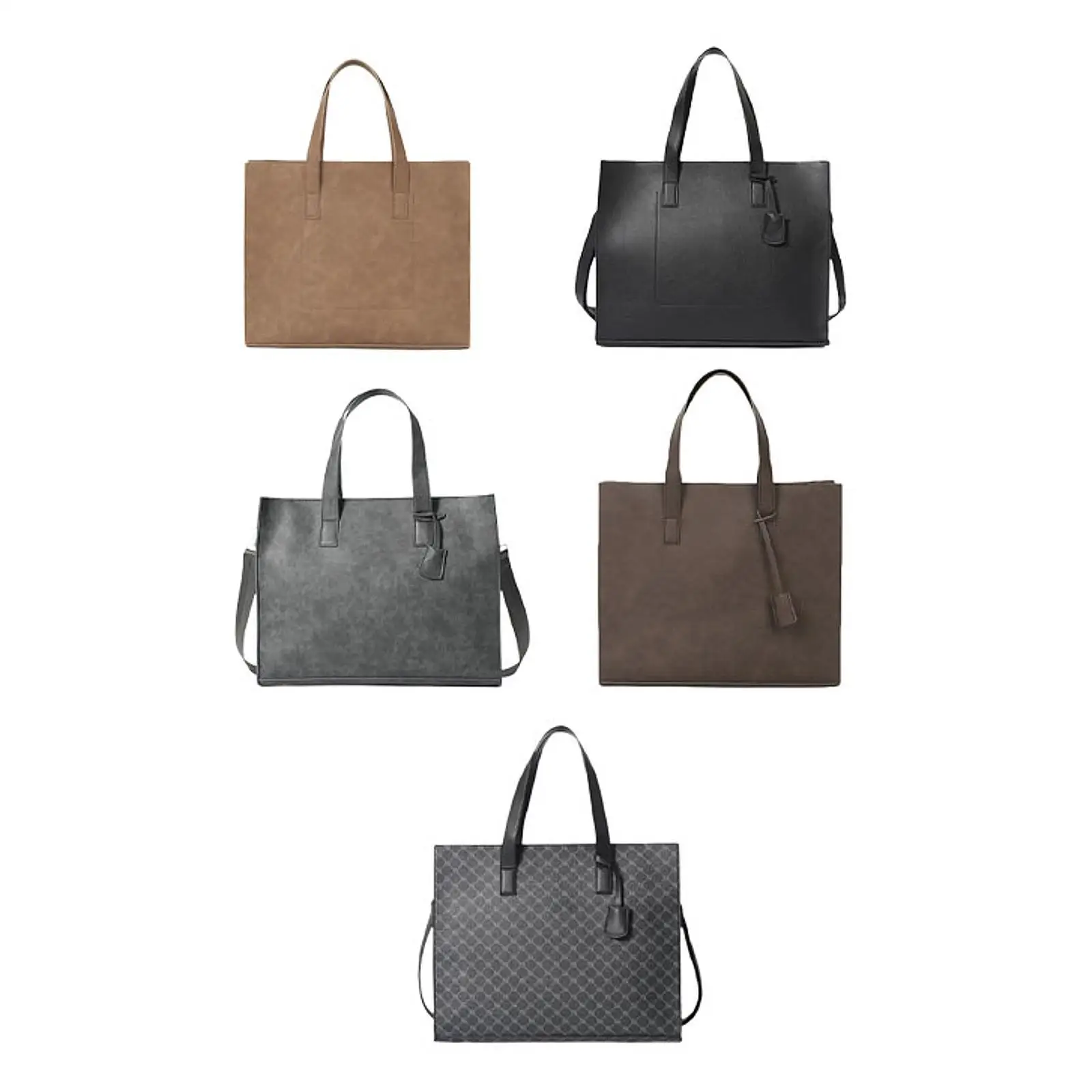 Mens PU Leather Tote Bag Pouch Large Capacity Lightweight Stylish Laptop Bag Briefcase for Party Business Travel Gift Commuting image 3
