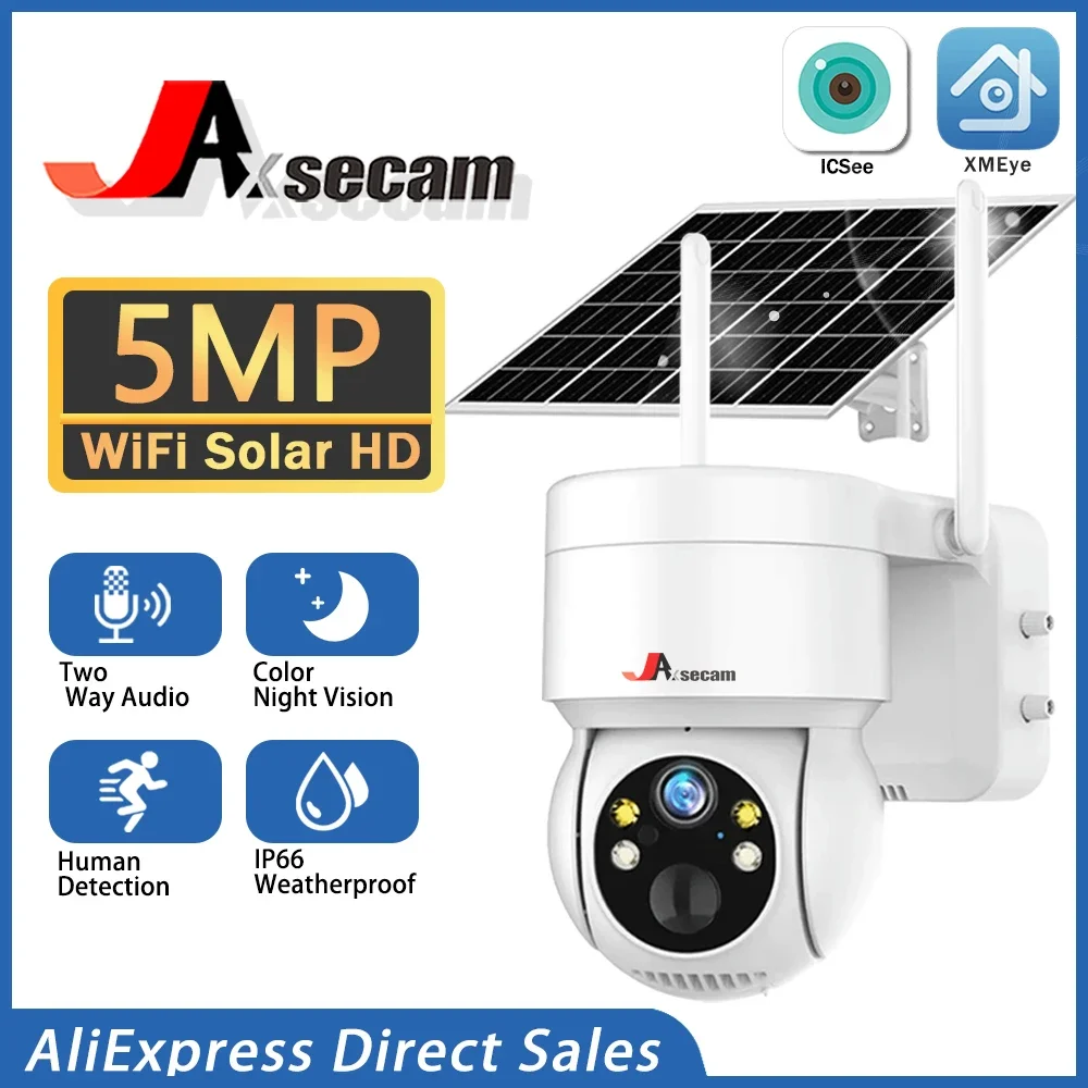 

Solar Panel Wifi Camera HD 5MP Outdoor PTZ With Rechargeable Battery PIR Motion Detection Audio 100% Wireless Security IP Camera