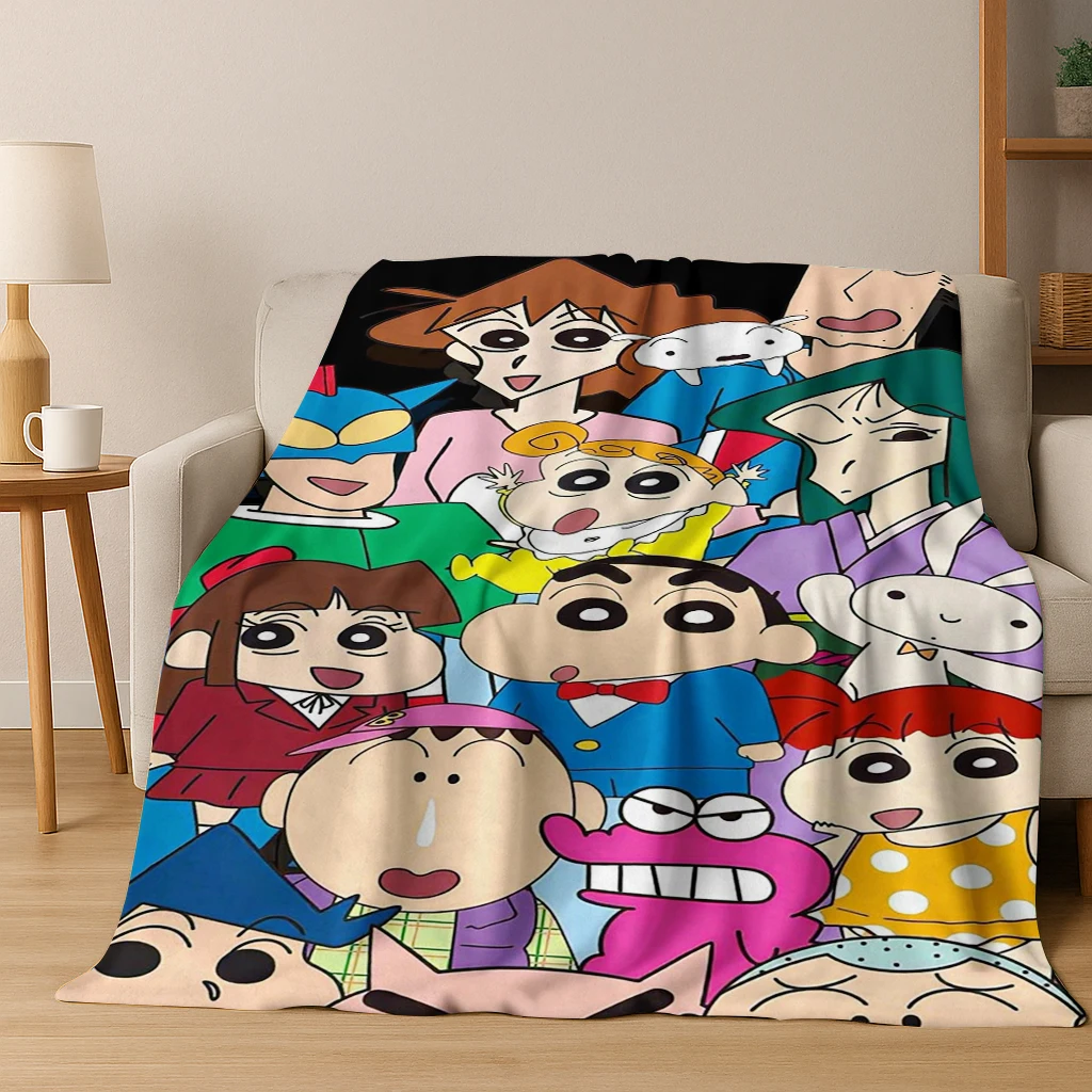 Funny C-Crayon Shin-chans Cartoon Flannel Blanket,Warm and Cozy Soft Throw Blanket for Home Bedroom Bed Sofa Picnic Cover Gift