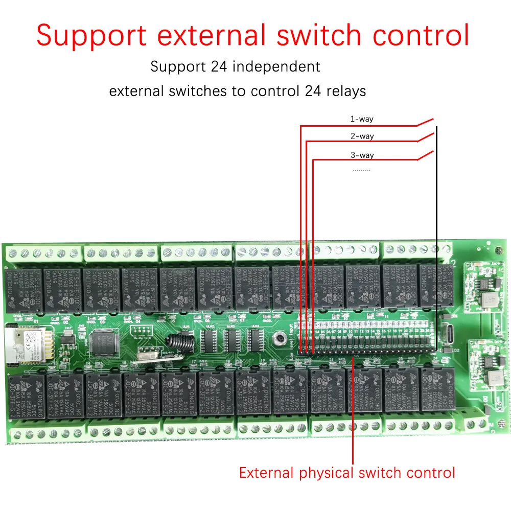 Tuya Zigbee Smart Swith DC 7-27V, WIFI, 24 canales, tipo C, 5V, compatible con interruptor externo, Control de botón, funciona con Google Home, Alexa