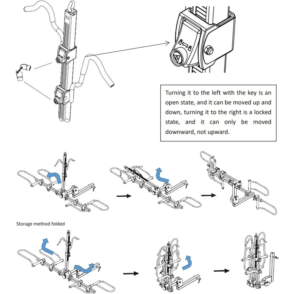 حامل دراجة مثبت على وصلة ربط بسعة 200 رطل، قابل للقفل وقابل للطي للدراجات الإلكترونية والدراجات #3
