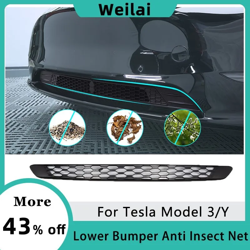 For 2023 Tesla Model Y Model 3 Car Lower Bumper Anti Insect Net Anti Dust Proof Inner Vent Grille Cover Insect-proof Front Cover