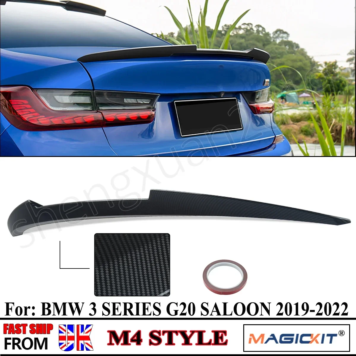 

MagicKit For BMW 3 Series G20 Saloon M4 V Style Rear Boot Lip Trunk Spoiler Carbon Look