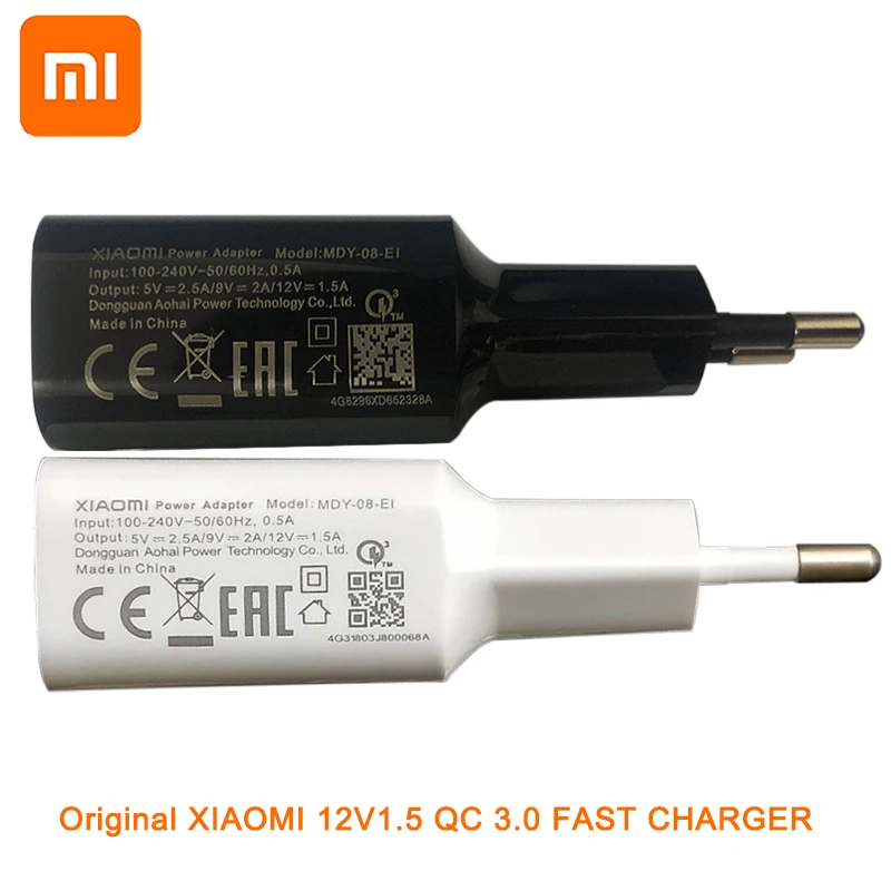 Original mi8 charger QC3.0 quick 12v 1.5a 9v 2a EU wall fast charge adapter Type c cable for mi 8 se 8 6 mix 3 2s 2 max 3 a2 a1