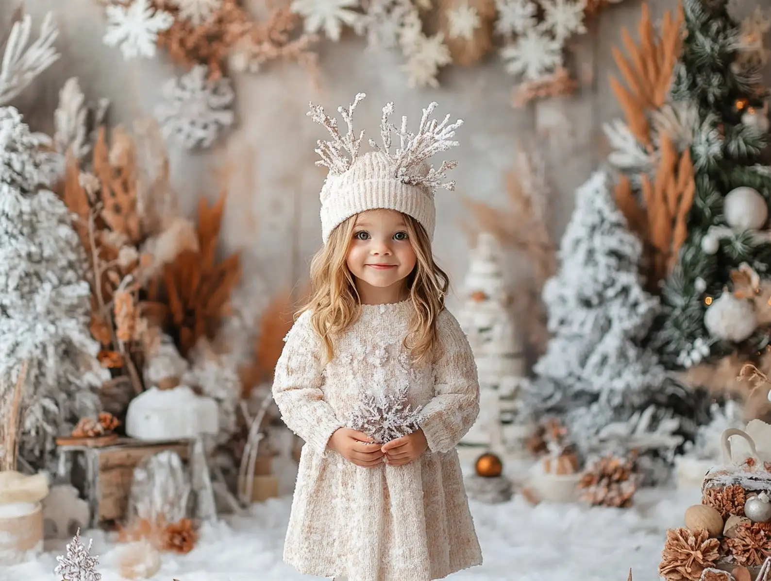 Mehofond Photography Background White Whimsical Christmas Snow Forest Xmas Tree Kid Holiday Portrait Decor Backdrop Photo Studio