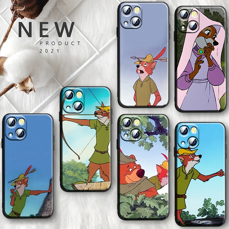 Disney Robin Hood Apple iPhone Case For 16 15 14 13 12 11 Mini XS XR X Pro Max Plus Black Soft Cover