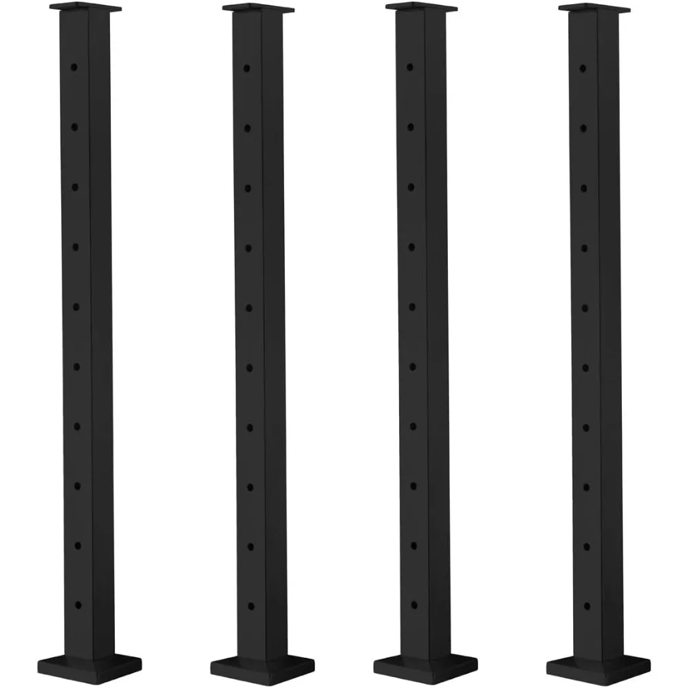 Steel Square Fence Post for Deck Cable Railing System (36" Level-drilled-4 Pack, Black)