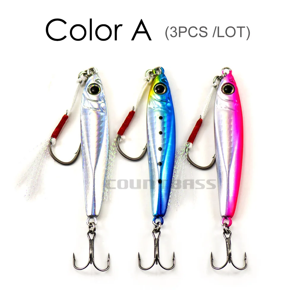 COUNTBASS 3PCS 15G 25G 35G 45G 65G Sniper Metallguss Pesca Jigging Köder UV Farbe, Angelvorrichtungen mit Hilfshaken – Detail 16