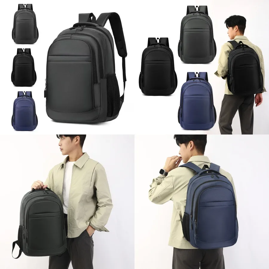 

【New style】Business backpack men's company gift bag student computer schoolbag pure color simple daily commuting backpack
