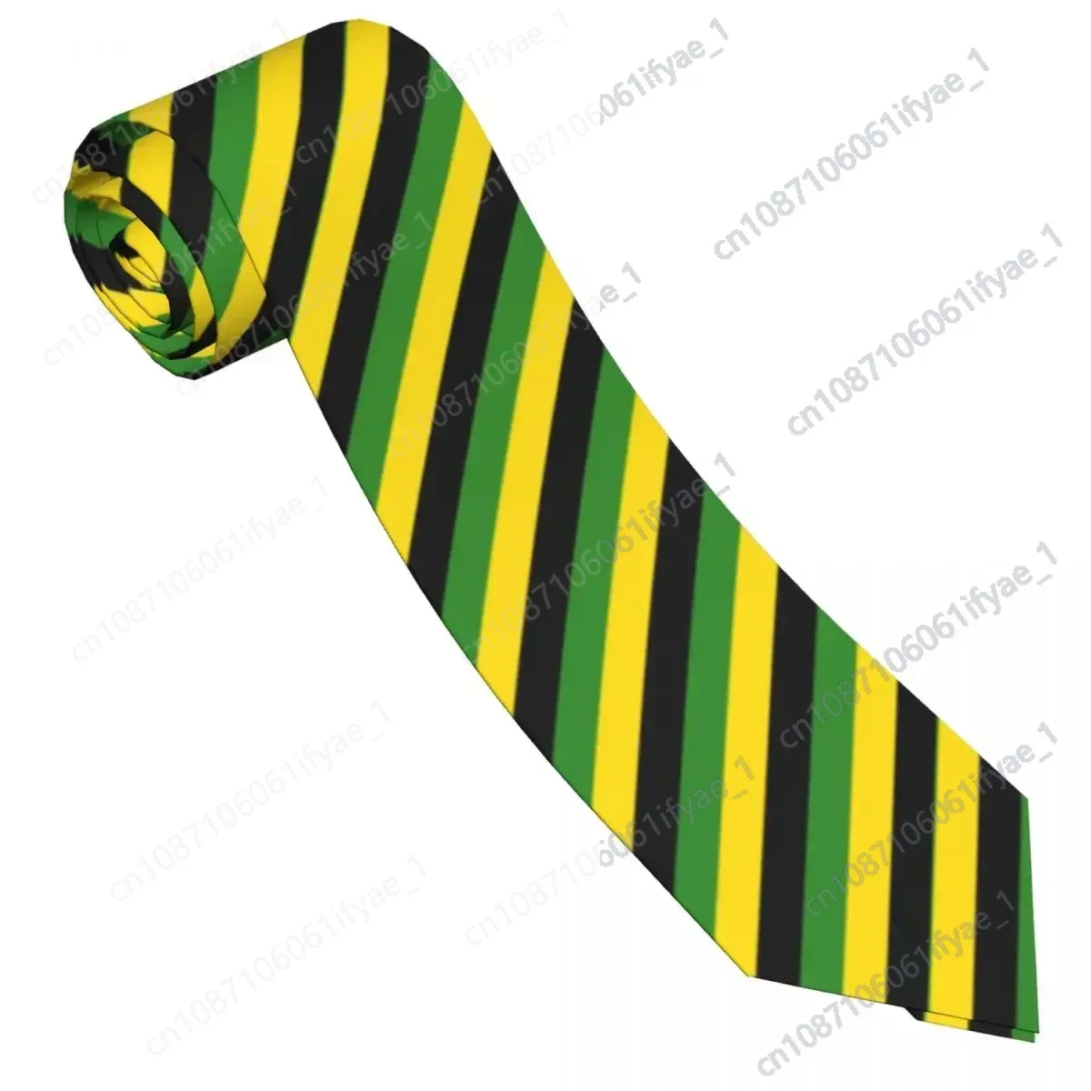 

Jamaica Flag Stripes Tie Geometric Design Neck Ties Novelty Casual Collar Tie Unisex Adult Daily Wear Party Necktie Accessories