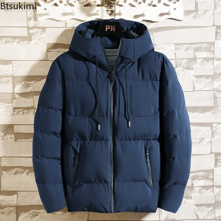 New Winter Men Jackets Thicken Parkas Fashion Warm Cotton-padded Jackets Outdoor Casual Stand Collar Hooded Windbreak Coats Male