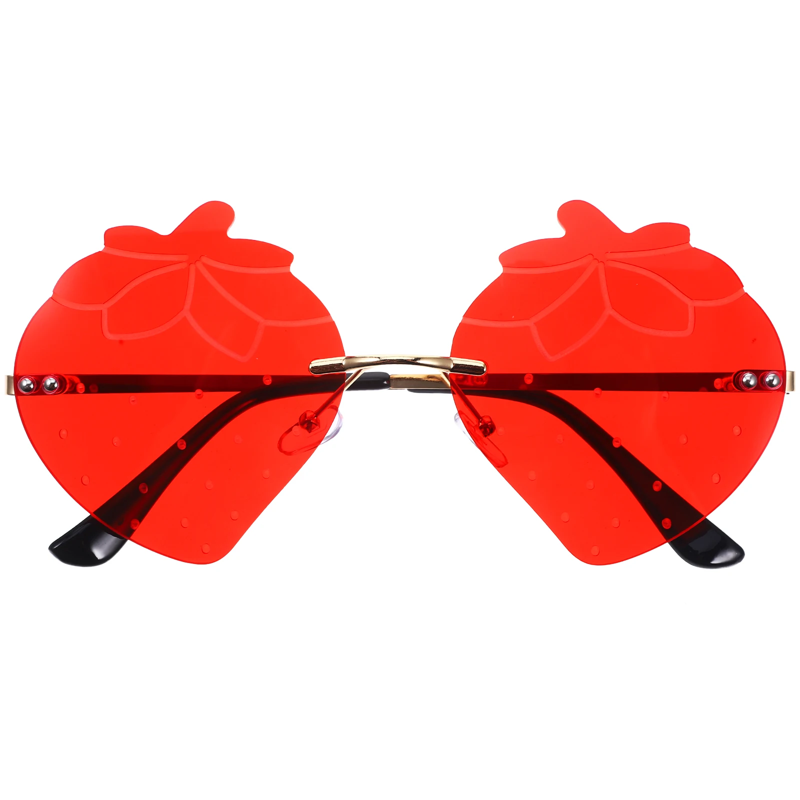 

1 Pair Strawberry Shaped Rimless Sunglasses Frameless Glasses For Party Masquerade Carnival Festival Photo Props Summer Outdoor