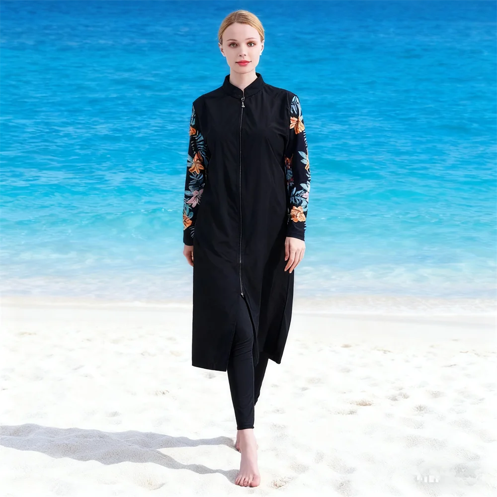 3 pièces Burkini Femme Musulmane Maillot De Bain femmes musulmanes maillots De Bain imprimé pantalon Hijab Maillot De Bain modeste Islam Maillot De Bain maillots De Bain