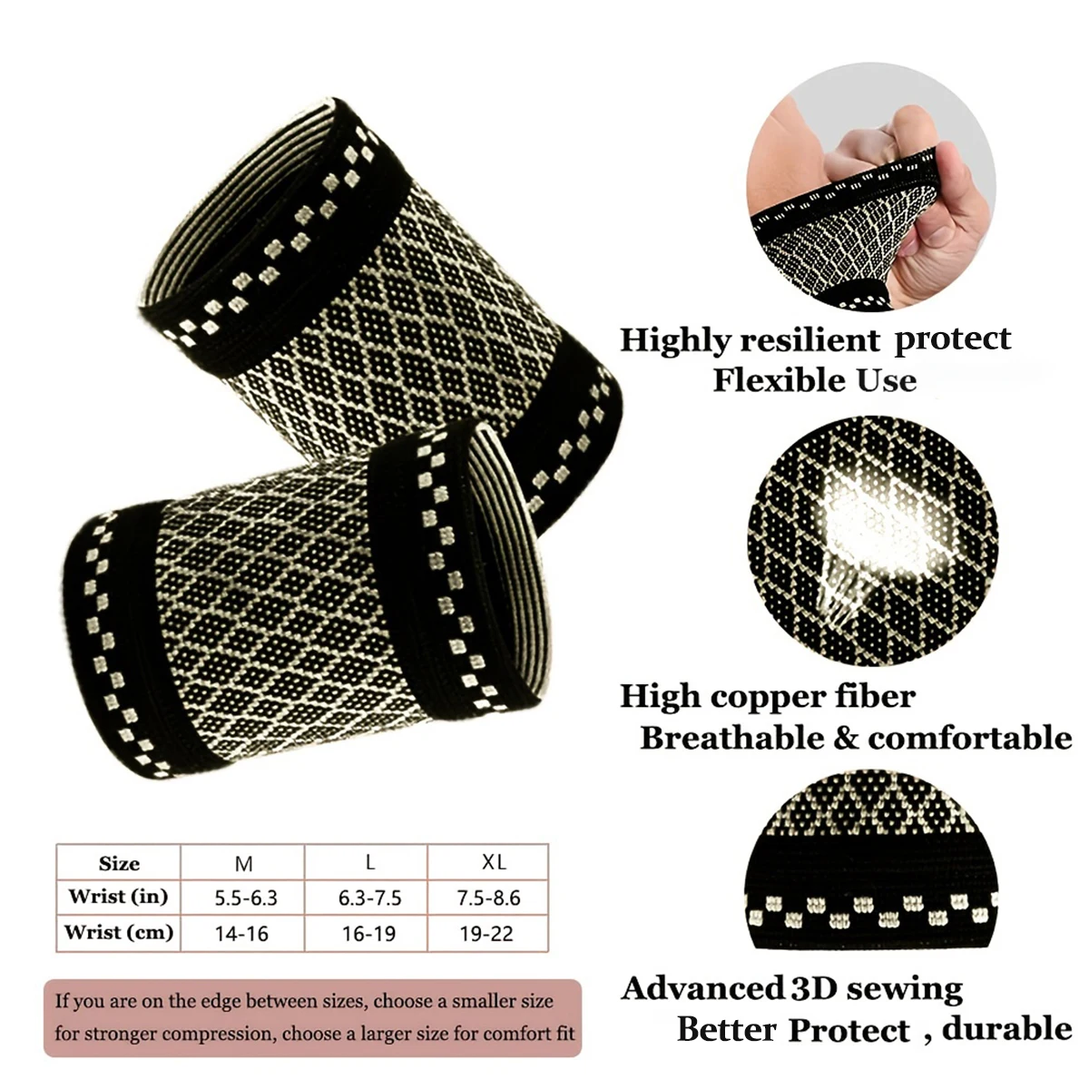Copper ion sports wrist guard, protect wrist, suitable for learning office tennis fitness housework