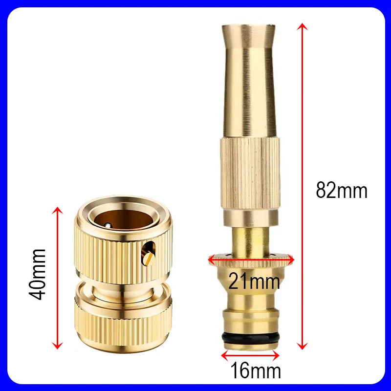 Brass Spray Nozzle Water Gun High Pressure Direct Spray Quick Connector Home Hose Adjust Spray Garden Irrigation Jet Sprinkler