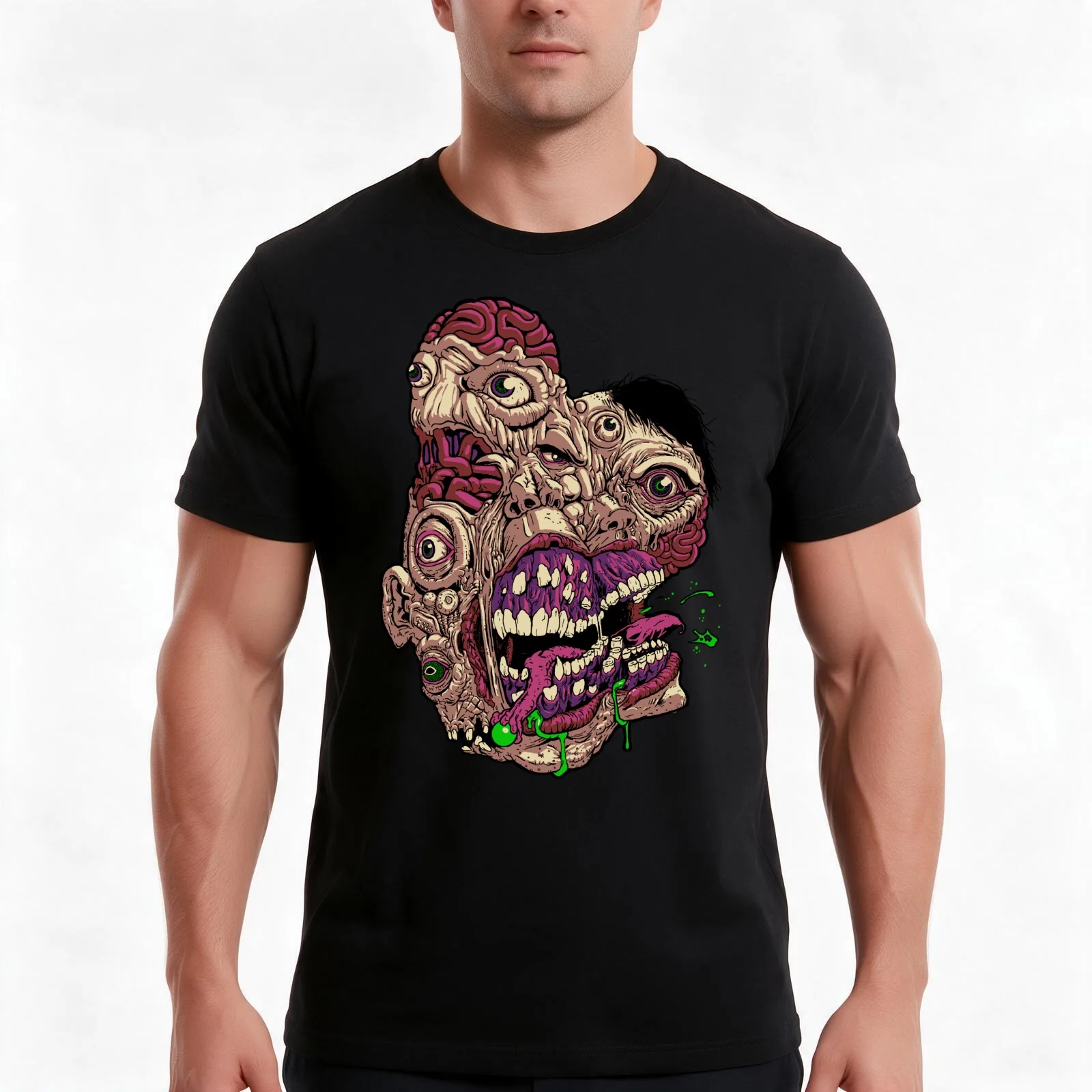 Sewer Mutant T-Shirt, Summer Casual Cotton Tee, Oversized Streetwear Tops, Vintage Graphic Print, Loose Fit Short Sleeve
