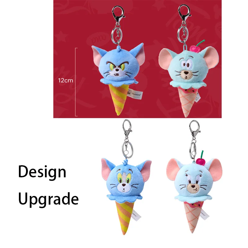 LLavero de peluche de helado de Tom y Jerry de 12cm, lindos juguetes de peluche de dibujos animados, colgante de gato Tom, mochila, muñeca