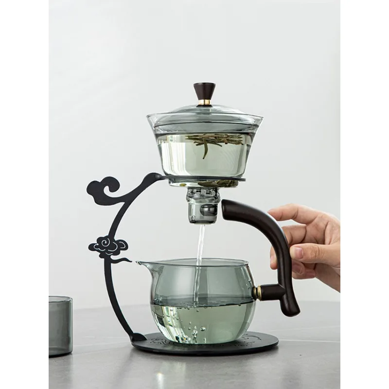 Glass teapot, lazy person tea making tool, household high-temperature resistant tea water separation, filtration, automatic