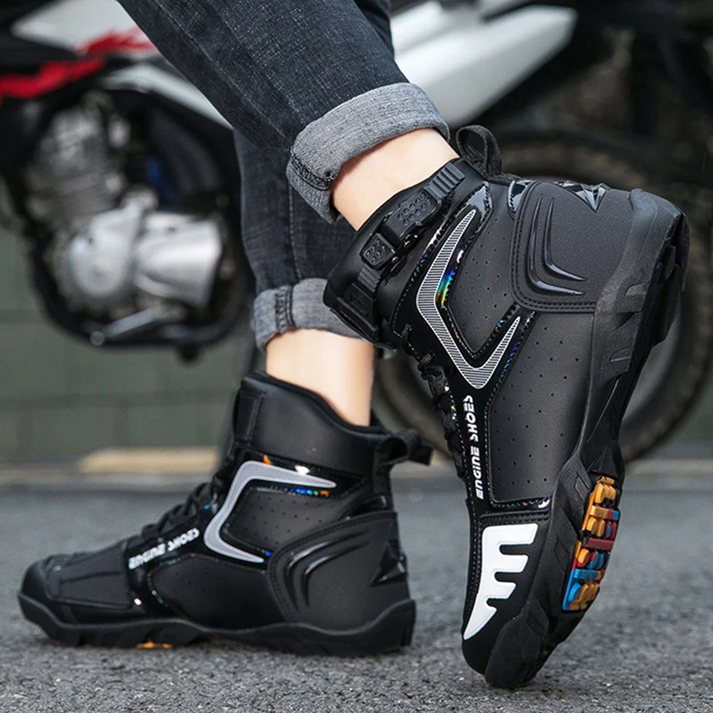 Botas antiderrapantes respiráveis para homens, Botas de tornozelo de motocross, Sapatos de corrida de moto, Novo, 2022, Motos