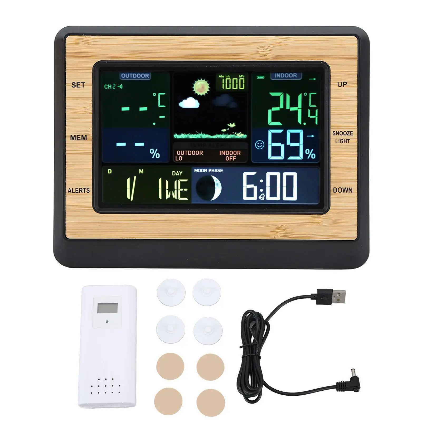 

IP54 Waterproof Wireless Weather Station - 6-Levels Forecast Monitor for outdoor Use