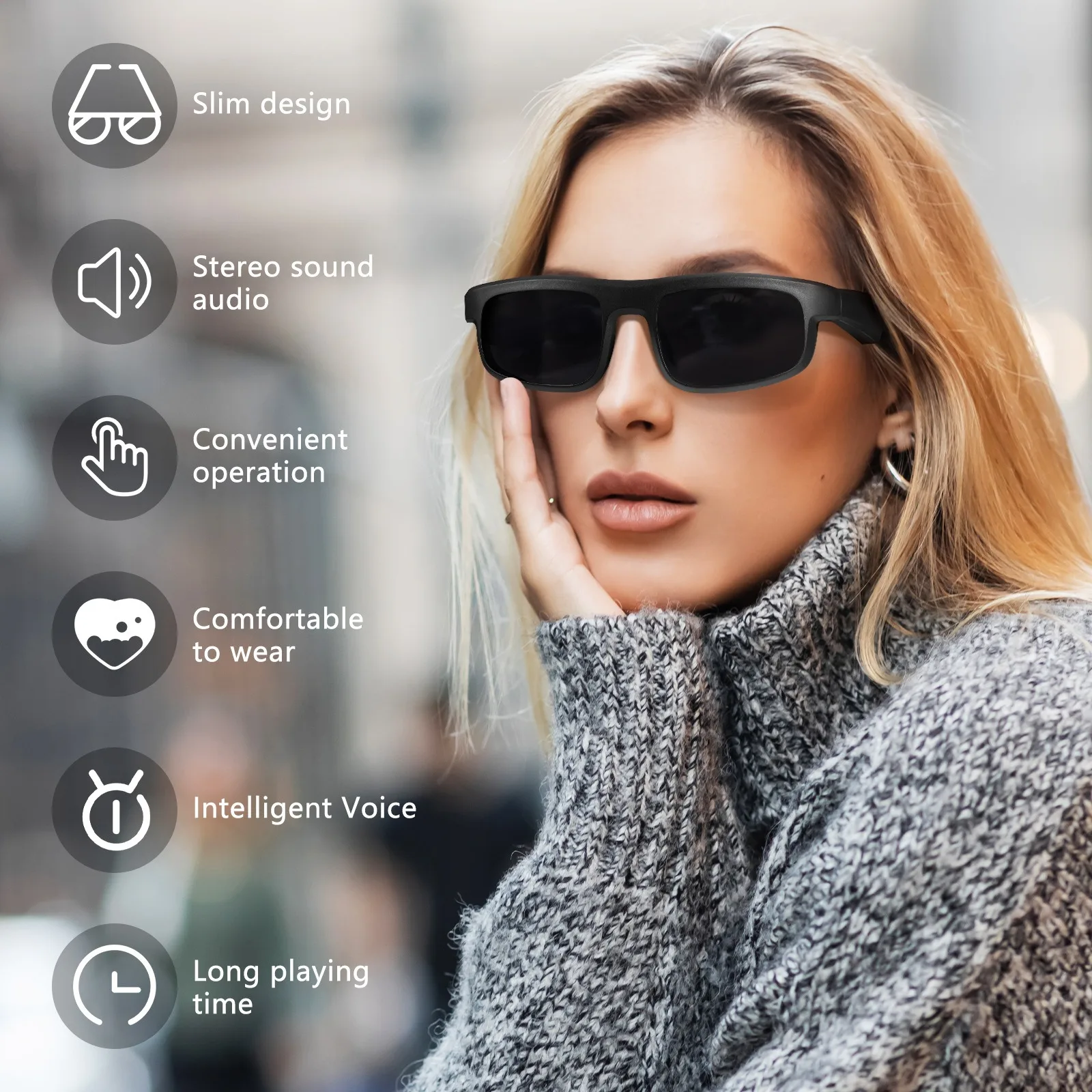 

M8Pro Artificial Intelligence Bluetooth Glasses, Music/Call Touch Control, Voice Assistant